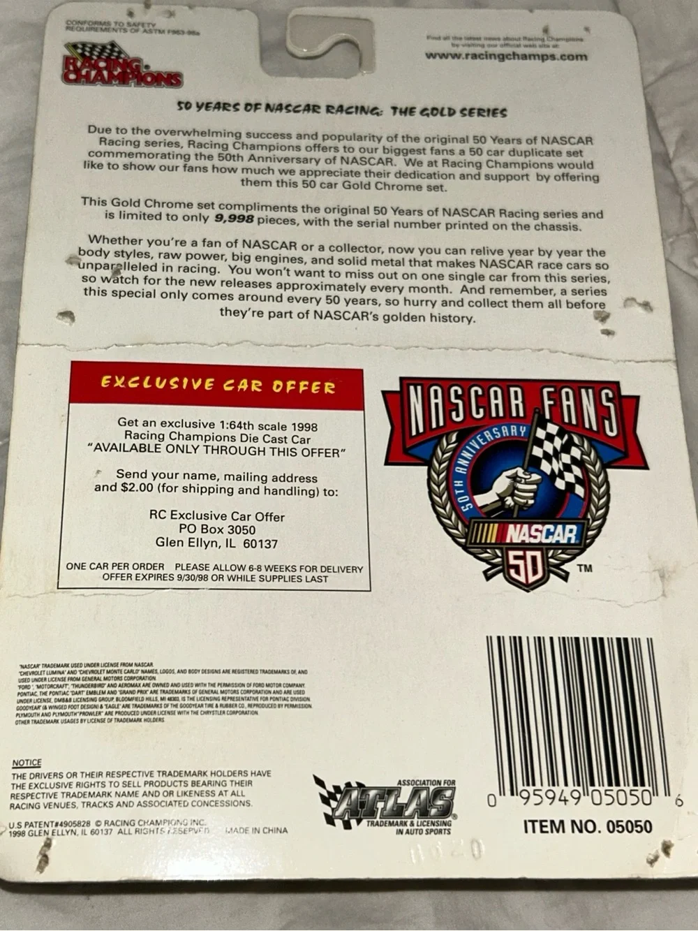 Racing Champions 1998, Nascar 50th Anniversary, Gold Series, Issue #8